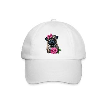 Pug Dog - Baseball Cap - white/white - Front