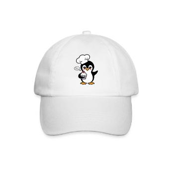 Penguin with chef's hat loves baking - Baseball Cap - white/white - Front