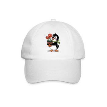 Pingouin avec pot de fleurs dans le jardin pour jardinier - Casquette classique - blanc/blanc - Devant