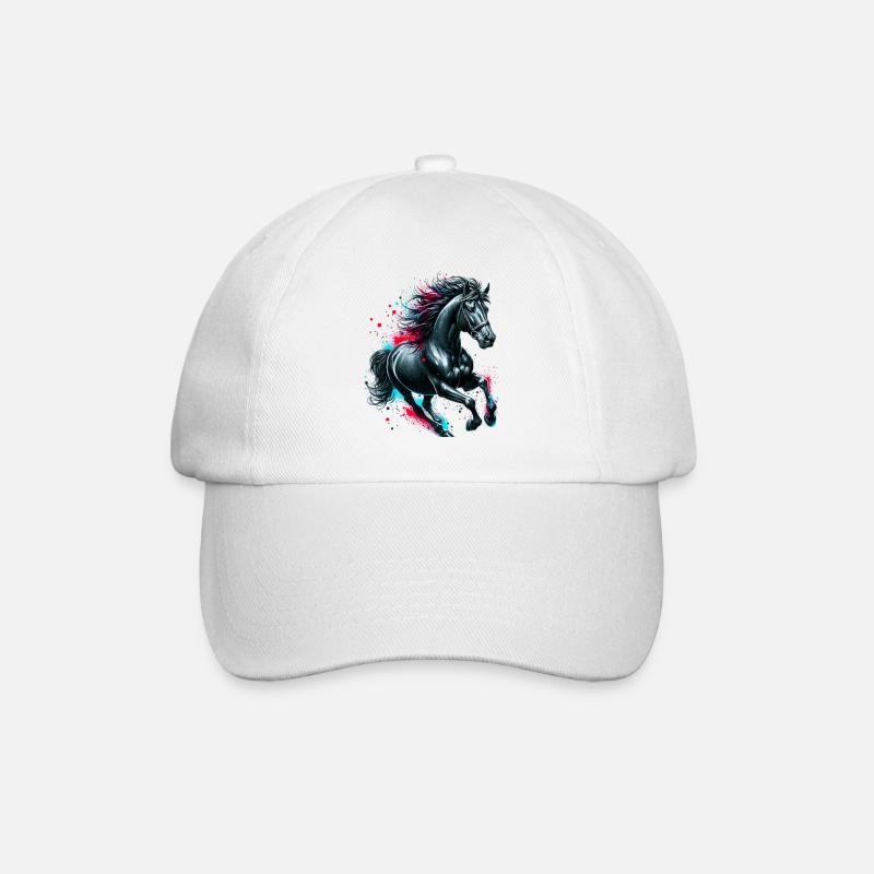 Pferd - Baseballkappe - Weiß/Weiß