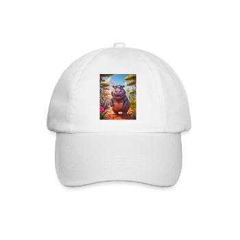 animaux africains super mignons – Hippopotame - Casquette classique - blanc/blanc - Devant