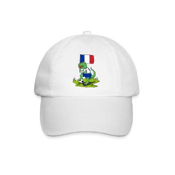 Frankreich Flagge Dinosaurier Rex Fußball  - Baseballkappe - Weiß/Weiß - Vorne