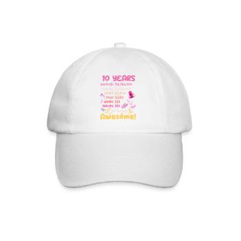 10 Jahre alt! Geburtstagsgeschenk 10. Geburtstag - Baseballkappe - Weiß/Weiß - Vorne