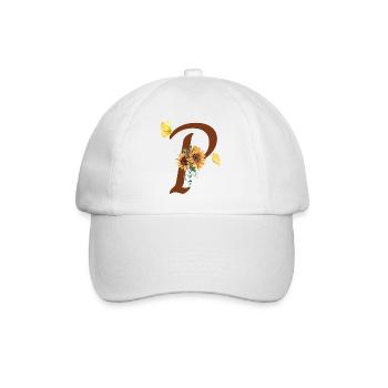 Buchstabe p Sonnenblumenschmetterling - Baseballkappe - Weiß/Weiß - Vorne