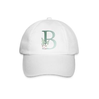 B Monogram, Floral, Personalizable - Baseball Cap - white/white - Front