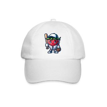 Strawberry Baseball Player Illustration with Bat - Baseball Cap - white/white - Front