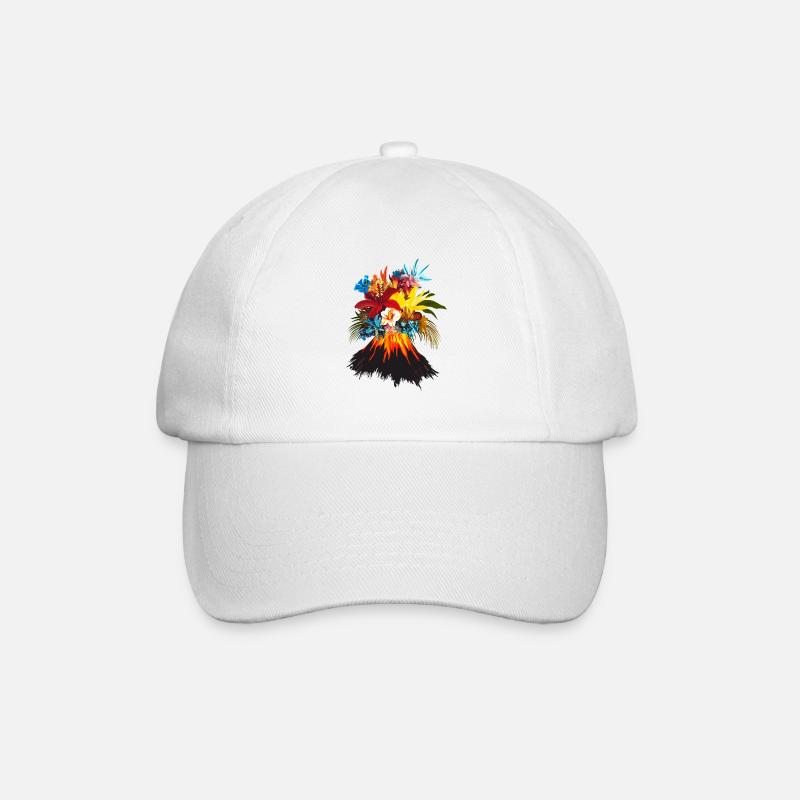 Vulkan Blumen bunt - Baseballkappe - Weiß/Weiß