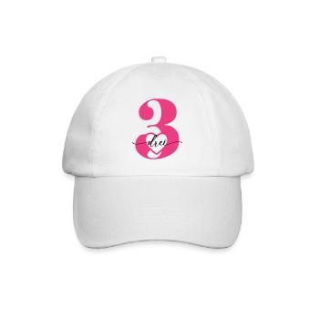 Ziffer Drei 3 mit Herz - Baseballkappe - Weiß/Weiß - Vorne