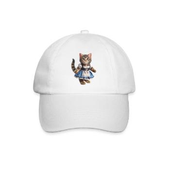 Süße kleine Katze im Dirndl - Baseballkappe - Weiß/Weiß - Vorne