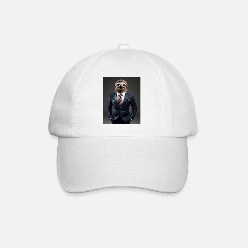 Business Man Sloth - Baseball Cap - white/white