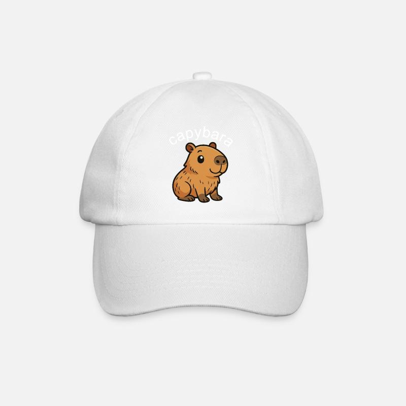 Süßes Cartoon Capybara, süß und chillig - Baseballkappe - Weiß/Weiß