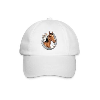 Tête de cheval dans un cadre en forme de fer à cheval - Casquette classique - blanc/blanc - Devant