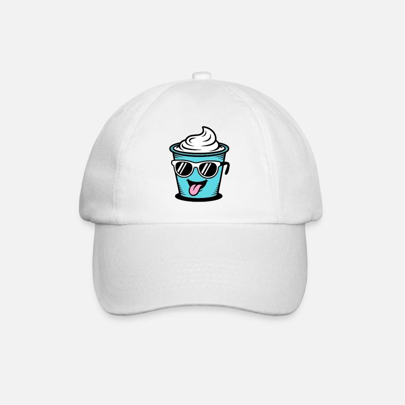 Becher Crème Frech Joghurt Rahm Sahne Eis Pudding - Baseballkappe - Weiß/Weiß