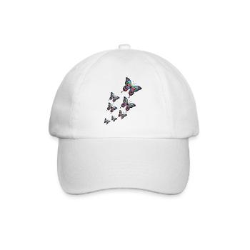 Bunte Schmetterlinge. - Baseballkappe - Weiß/Weiß - Vorne