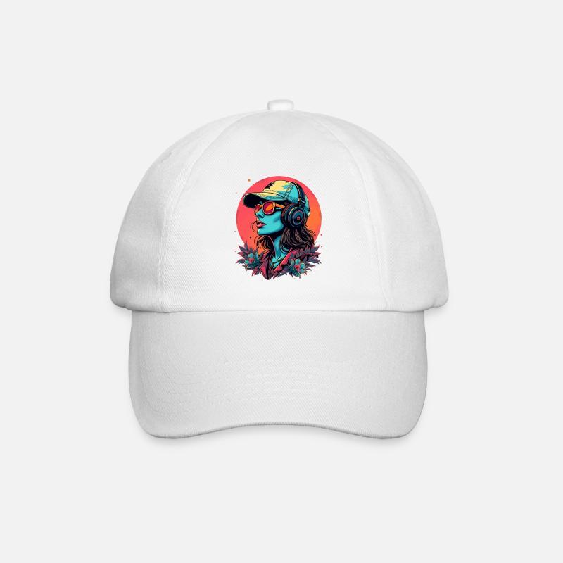 Futuristic DJane with headphones - Baseball Cap - white/white