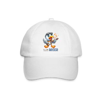 Cheerful seabird with guitar - Baseball Cap - white/white - Front