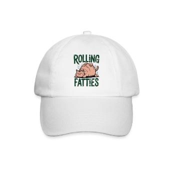 Rolling Fatties Katze Humor - Baseballkappe - Weiß/Weiß - Vorne