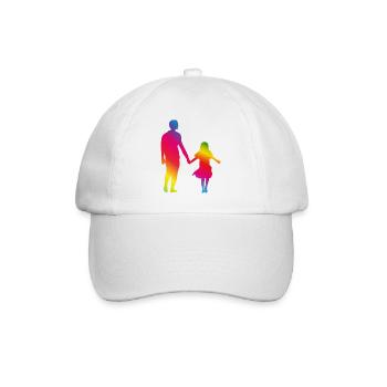 Vater und Tochter Hand in Hand - Baseballkappe - Weiß/Weiß - Vorne