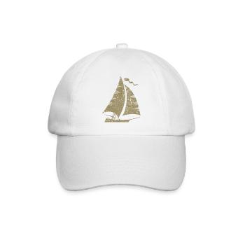 Minimalist Sailboat Sailing Sailing Yacht Sea - Baseball Cap - white/white - Front