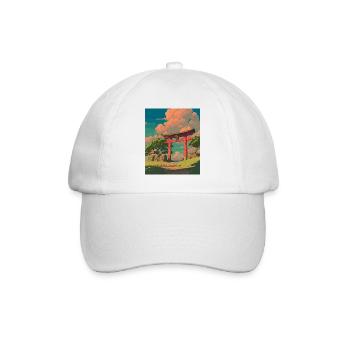 Serene Japan Torii Gateway Scene - Baseball Cap - white/white - Front