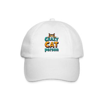 Crazy Cat Person – Lustiges Katzenmotiv - Baseballkappe - Weiß/Weiß - Vorne