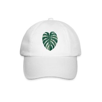Tropical Monstera Leaf Illustration - Baseball Cap - white/white - Front