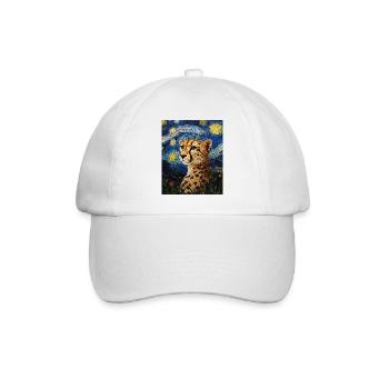 Guépard Léopard Style Van Gogh Étoilé - Casquette classique - blanc/blanc - Devant
