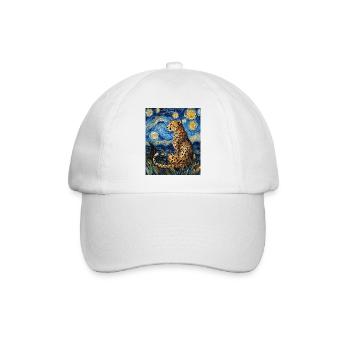 Guépard Léopard Style Van Gogh Étoilé - Casquette classique - blanc/blanc - Devant