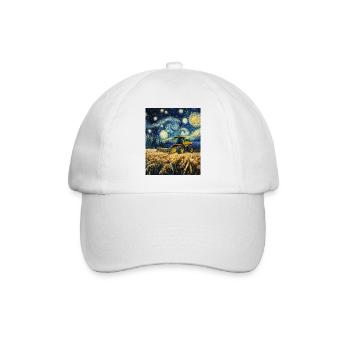 Combine Harvester Farmer Van Gogh Style Starry - Baseball Cap - white/white - Front