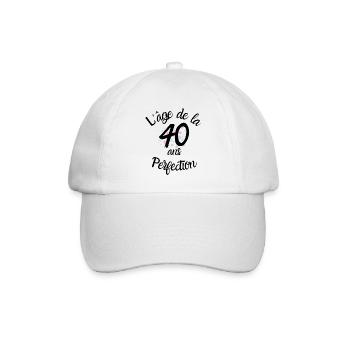 40 Jahre alt, das Zeitalter der Perfektion - Baseballkappe - Weiß/Weiß - Vorne