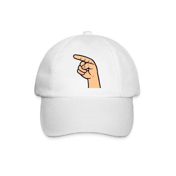 Hand Zeigefinger Comic - Baseballkappe - Weiß/Weiß - Vorne