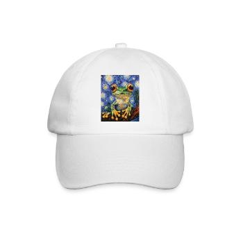 Frosch Frösche Van Gogh Style Starry Night - Baseballkappe - Weiß/Weiß - Vorne