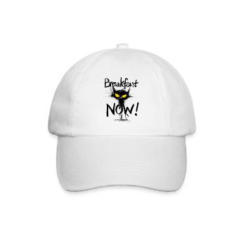 Grim Black Cat – Petit-déjeuner MAINTENANT ! - Casquette classique - blanc/blanc - Devant