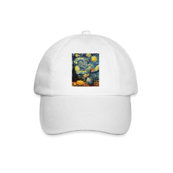 Souris mange du fromage Nuit étoilée à la Van Gogh - Casquette classique - blanc/blanc - Devant