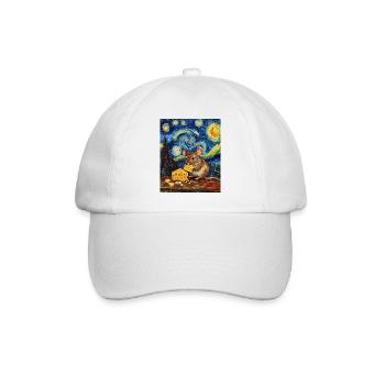 Souris mange du fromage Nuit étoilée à la Van Gogh - Casquette classique - blanc/blanc - Devant