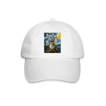Souris mange du fromage Nuit étoilée à la Van Gogh - Casquette classique - blanc/blanc - Devant