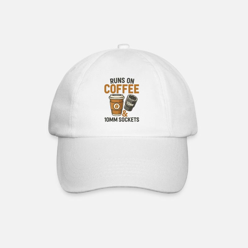 Runs on Coffee and 10mm Socket - Baseball Cap - white/white