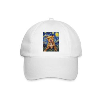 Pitbull chien chiens Van Gogh style nuit étoilée - Casquette classique - blanc/blanc - Devant