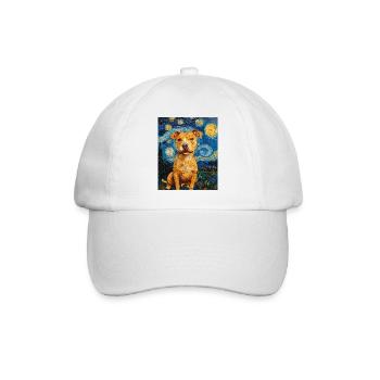 Pitbull chien chiens Van Gogh style nuit étoilée - Casquette classique - blanc/blanc - Devant