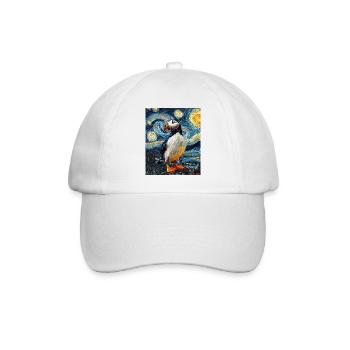 Papageientaucher Vogel Van Gogh Style Starry Night - Baseballkappe - Weiß/Weiß - Vorne