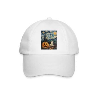 citrouille fantôme halloween van gogh style nuit étoilée - Casquette classique - blanc/blanc - Devant