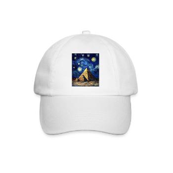 Pyramid Egypt Desert Van Gogh Style Starry Night - Baseball Cap - white/white - Front