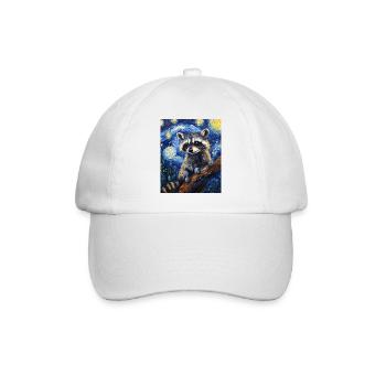 Waschbär Raccoon Van Gogh Style Starry Night - Baseball Cap - white/white - Front