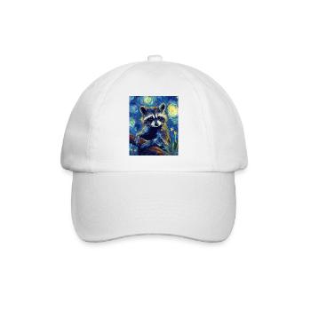 Waschbär Raccoon Van Gogh Style Starry Night - Baseball Cap - white/white - Front