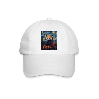Red Panda Bear Van Gogh Style Starry Night - Baseball Cap - white/white - Front