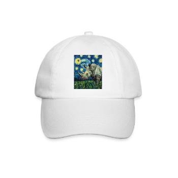 Nashorn Rhino Van Gogh Style Starry Night - Baseball Cap - white/white - Front