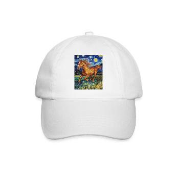 Cheval Chevaux Cavalier Style Van Gogh Nuit étoilée - Casquette classique - blanc/blanc - Devant