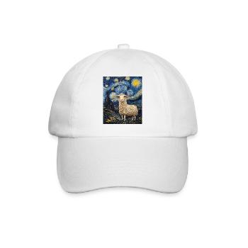 Sheep Van Gogh Style Starry Night - Baseball Cap - white/white - Front