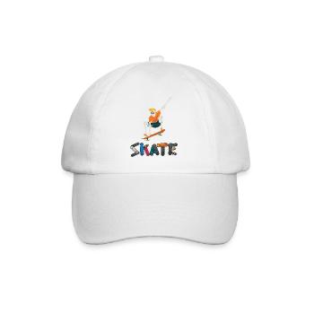 Skull Skater Vintage Colors Retro Graphic - Baseball Cap - white/white - Front