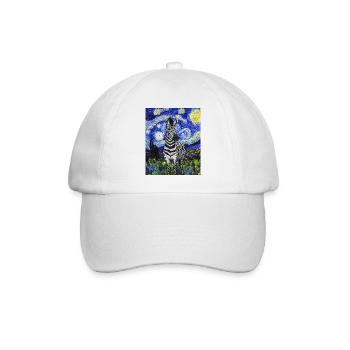 Zebra Van Gogh Style Starry Night - Baseball Cap - white/white - Front